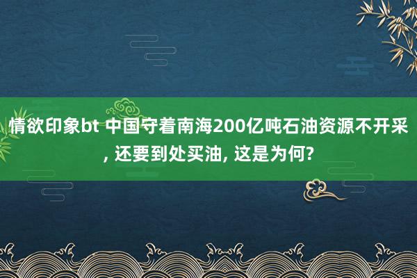 情欲印象bt 中国守着南海200亿吨石油资源不开采， 还要到处买油， 这是为何?