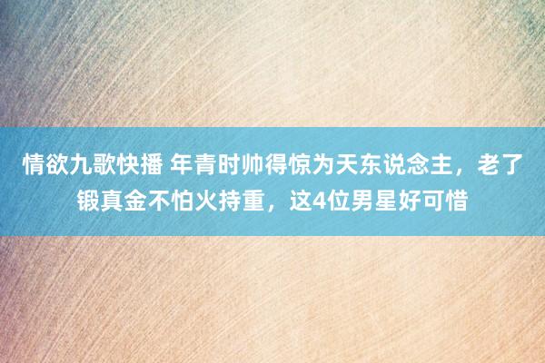 情欲九歌快播 年青时帅得惊为天东说念主，老了锻真金不怕火持重，这4位男星好可惜