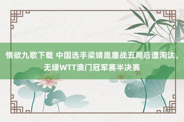 情欲九歌下载 中国选手梁靖崑鏖战五局后遭淘汰，无缘WTT澳门冠军赛半决赛