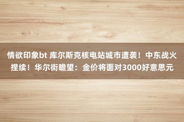 情欲印象bt 库尔斯克核电站城市遭袭！中东战火捏续！华尔街瞻望：金价将面对3000好意思元