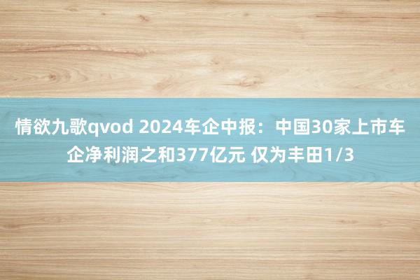 情欲九歌qvod 2024车企中报：中国30家上市车企净利润之和377亿元 仅为丰田1/3