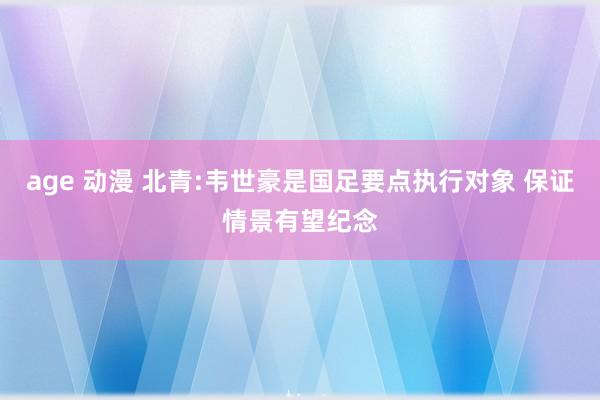 age 动漫 北青:韦世豪是国足要点执行对象 保证情景有望纪念