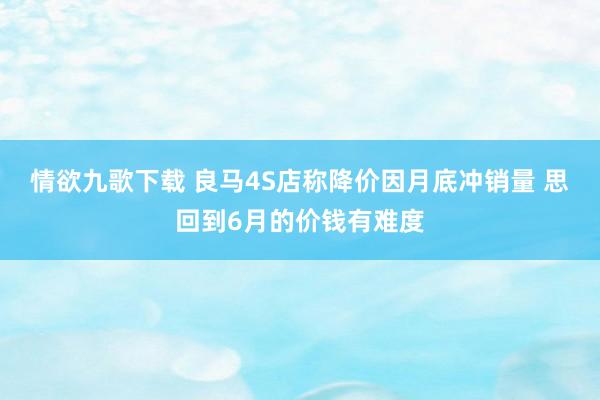 情欲九歌下载 良马4S店称降价因月底冲销量 思回到6月的价钱有难度