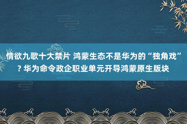 情欲九歌十大禁片 鸿蒙生态不是华为的“独角戏”? 华为命令政企职业单元开导鸿蒙原生版块