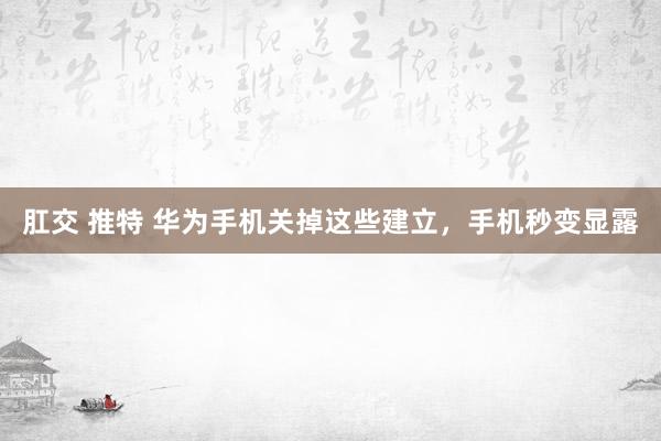 肛交 推特 华为手机关掉这些建立，手机秒变显露