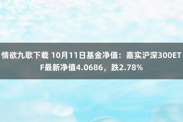 情欲九歌下载 10月11日基金净值：嘉实沪深300ETF最新净值4.0686，跌2.78%