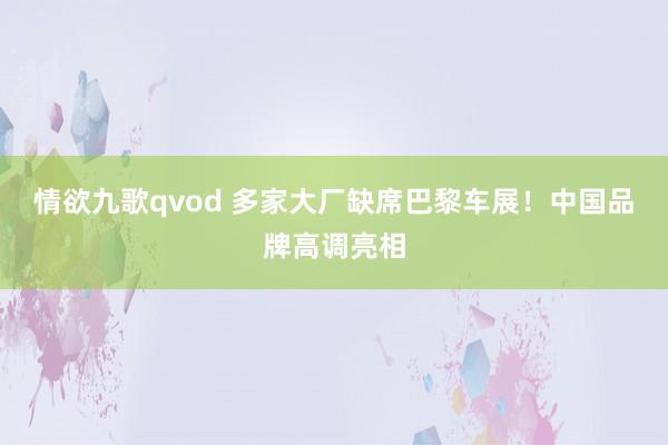 情欲九歌qvod 多家大厂缺席巴黎车展！中国品牌高调亮相