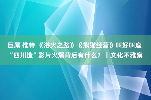 巨屌 推特 《浴火之路》《熊猫经营》叫好叫座 “四川造”影片火爆背后有什么？丨文化不雅察