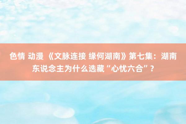 色情 动漫 《文脉连接 缘何湖南》第七集：湖南东说念主为什么选藏“心忧六合”？