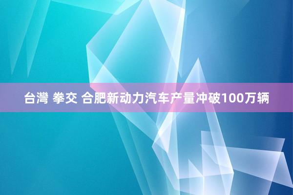 台灣 拳交 合肥新动力汽车产量冲破100万辆