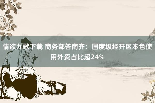 情欲九歌下载 商务部答南齐：国度级经开区本色使用外资占比超24%