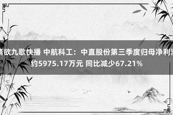 情欲九歌快播 中航科工：中直股份第三季度归母净利润约5975.17万元 同比减少67.21%