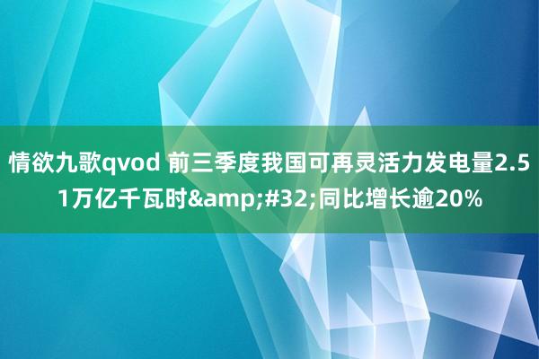 情欲九歌qvod 前三季度我国可再灵活力发电量2.51万亿千瓦时&#32;同比增长逾20%