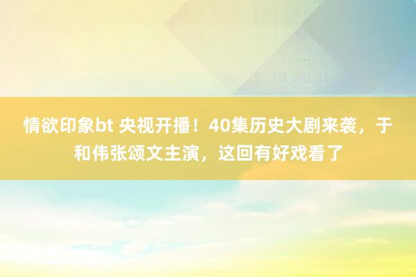 情欲印象bt 央视开播！40集历史大剧来袭，于和伟张颂文主演，这回有好戏看了