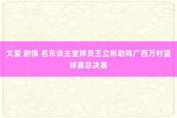 文爱 剧情 名东谈主堂球员王立彬助阵广西万村篮球赛总决赛