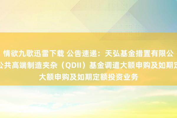 情欲九歌迅雷下载 公告速递：天弘基金措置有限公司对于天弘公共高端制造夹杂（QDII）基金调遣大额申购及如期定额投资业务