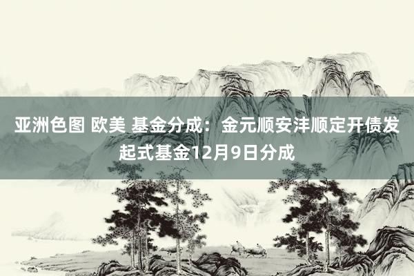 亚洲色图 欧美 基金分成：金元顺安沣顺定开债发起式基金12月9日分成