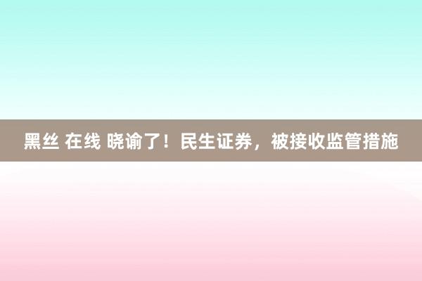 黑丝 在线 晓谕了！民生证券，被接收监管措施