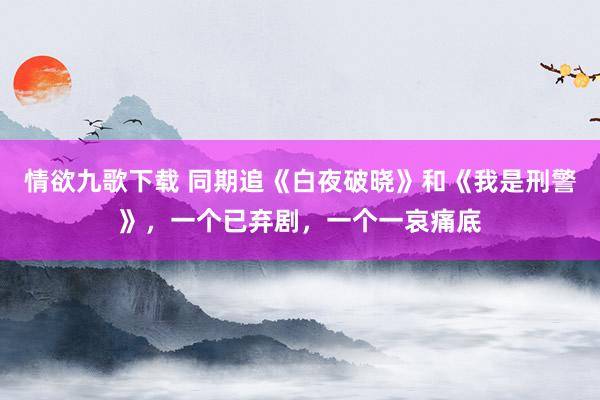 情欲九歌下载 同期追《白夜破晓》和《我是刑警》，一个已弃剧，一个一哀痛底