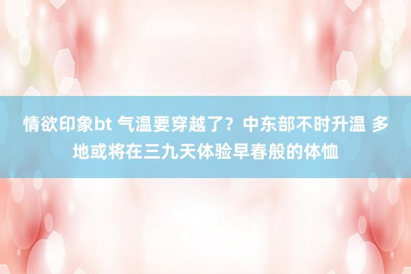 情欲印象bt 气温要穿越了？中东部不时升温 多地或将在三九天体验早春般的体恤