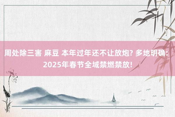 周处除三害 麻豆 本年过年还不让放炮? 多地明确: 2025年春节全域禁燃禁放!