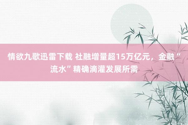情欲九歌迅雷下载 社融增量超15万亿元，金融“流水”精确滴灌发展所需